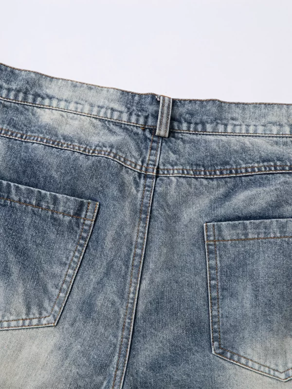 Men's Washed Wide Leg Pleated Jeans - Image 4