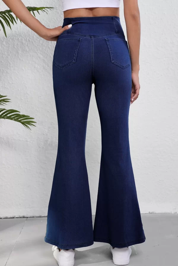 Asymmetric Waist Flare Jeans - Image 6