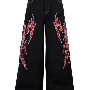 Men's Lightning Pattern Wide leg Jeans