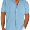 Men's Full Size Casual Short Sleeve Button Down Shirt Plus Size