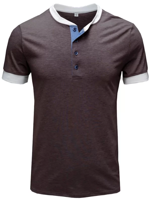 Men's Contrast Trim Henley Top - Image 5