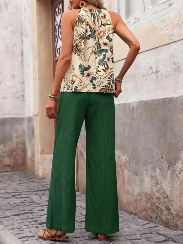 Printed Tank Top and Wide Leg Pants Set - Image 32