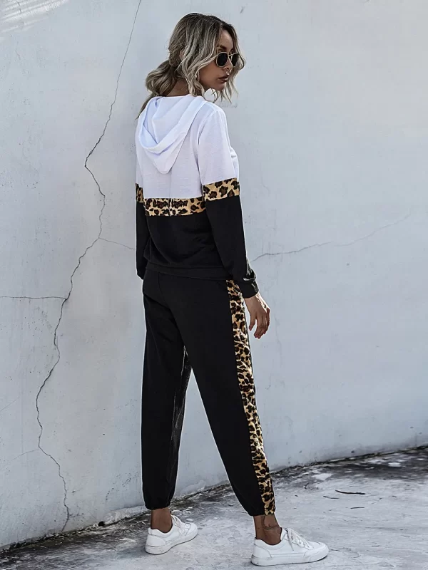 Perfee Contrast Long Sleeve Hooded Top and Joggers Set - Image 4