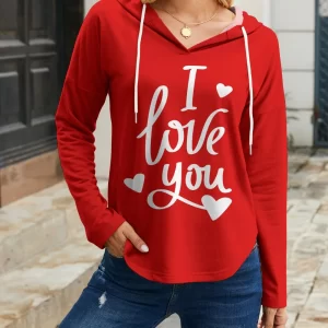 FAM-FAM I LOVE YOU Drawstring Long Sleeve Hoodie