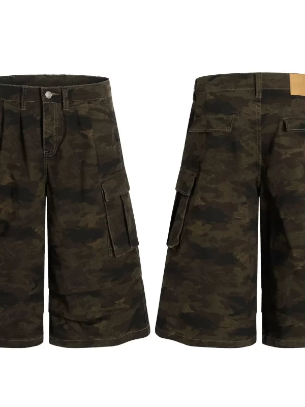 Men's Camouflage Cargo Wide Leg Shorts - Image 11