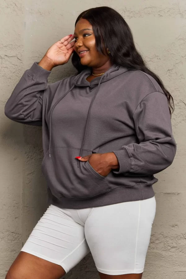 Full Size Long Sleeve Dropped Shoulder Hoodie - Image 9