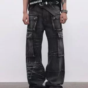 Men's Wide Leg Cargo Jeans