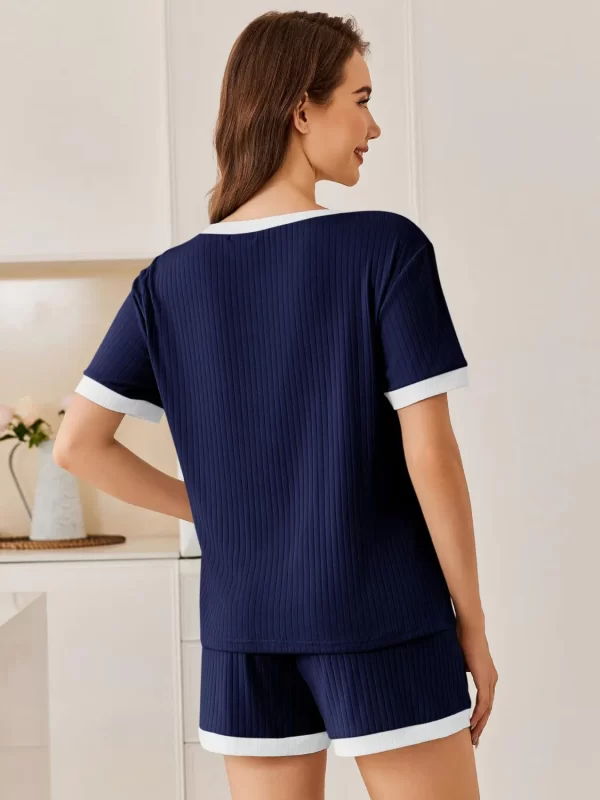 Ribbed Round Neck Top and Shorts Set - Image 3