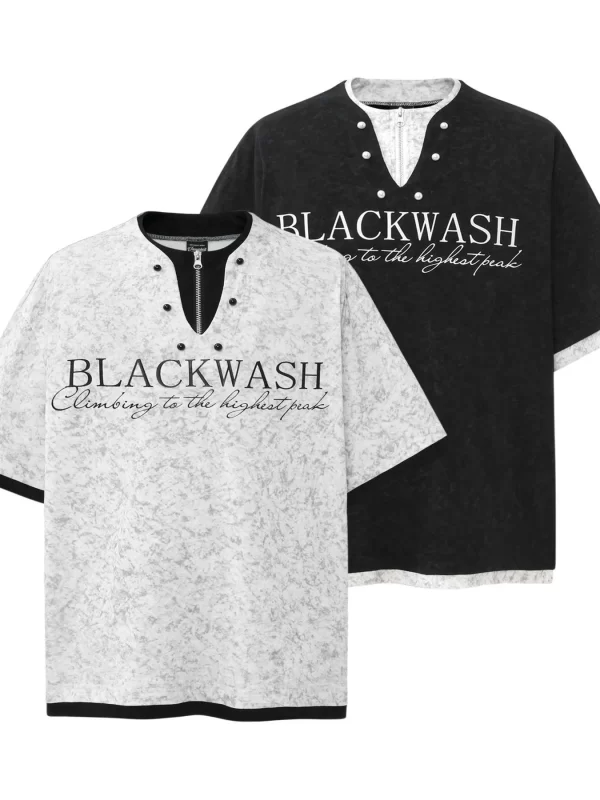 Men's Letter Graphic Round Neck Short Sleeve Contrast Trim T-Shirt
