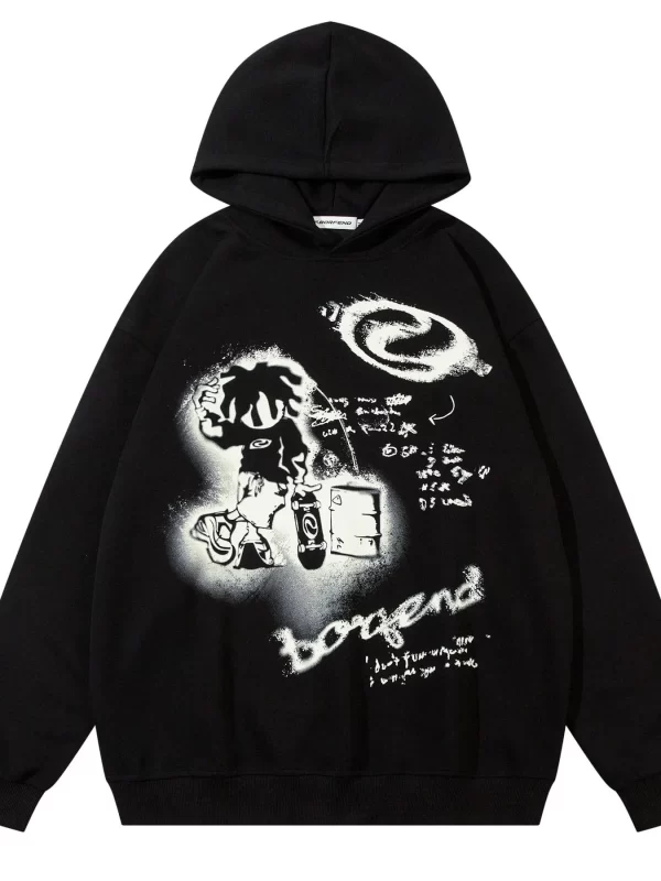Men's Graffiti Graphic Oversized Hoodie - Image 5