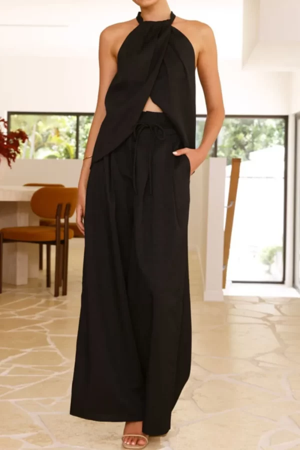 Halter Neck Top and Wide Leg Pants Set - Image 24
