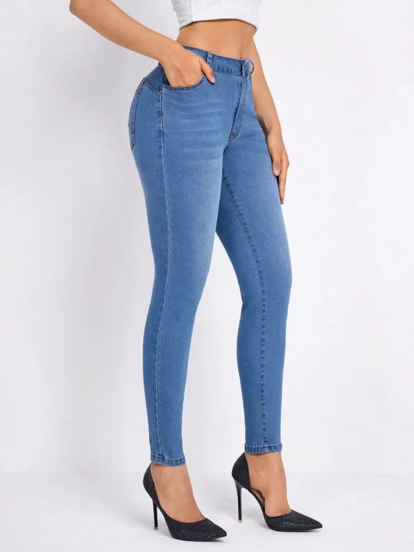 High Rise Skinny Jeans with Pockets - Image 5