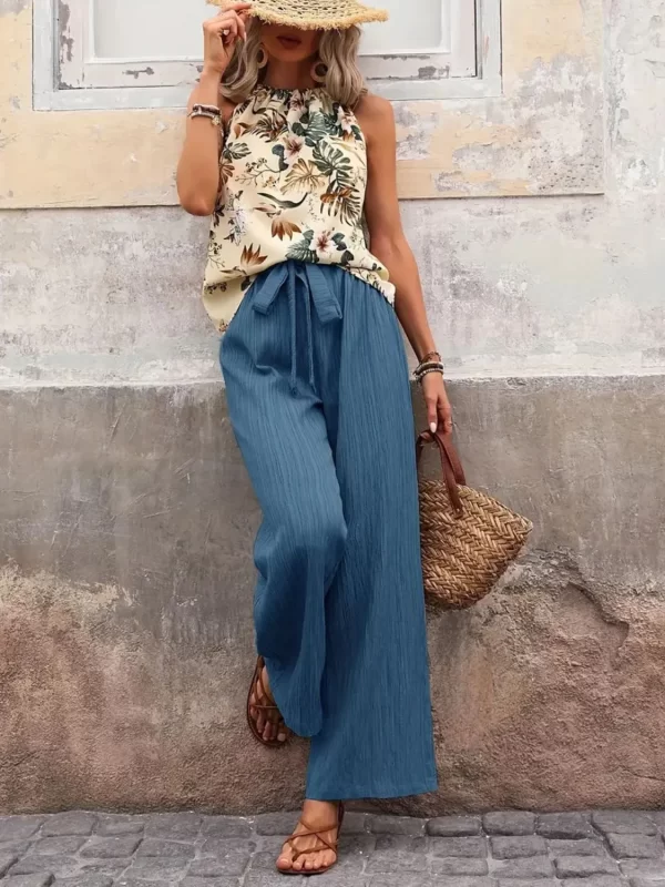 Printed Tank Top and Wide Leg Pants Set - Image 27