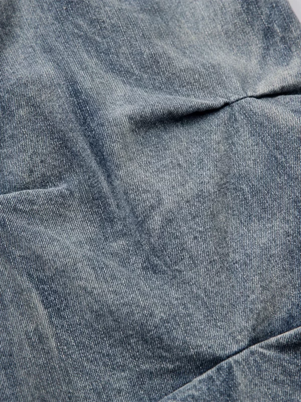 Men's Washed Wide Leg Pleated Jeans - Image 10