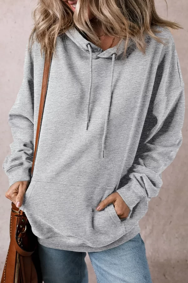 Drawstring Pocketed Long Sleeve Hoodie - Image 16