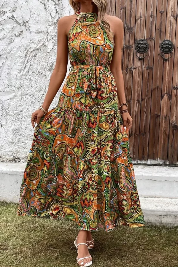 Tied Floral Sleeveless Dress - Image 7