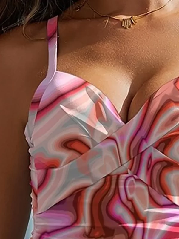 FAM-FAM Printed Sweetheart Neck Spaghetti Strap One-Piece Swimwear - Image 2