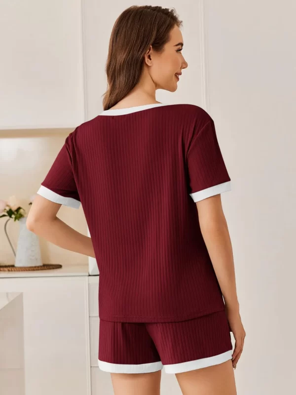Ribbed Round Neck Top and Shorts Set - Image 7