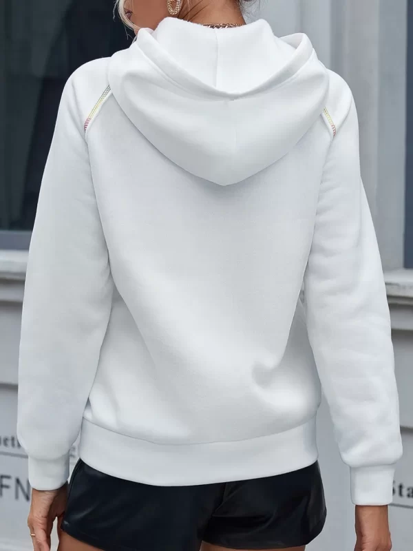 Ivy Lane Contrast Stitching Drawstring Raglan Sleeve Hoodie - Image 12