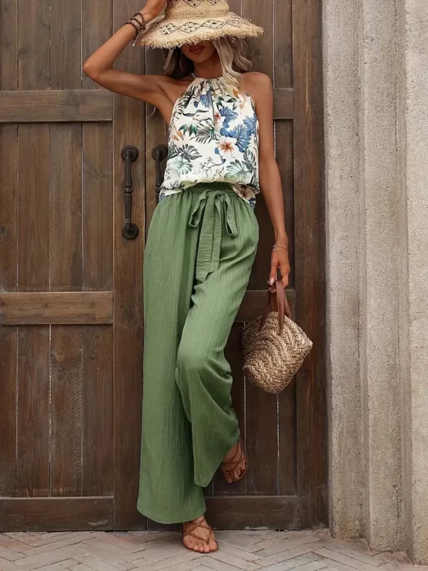 Printed Tank Top and Wide Leg Pants Set - Image 18